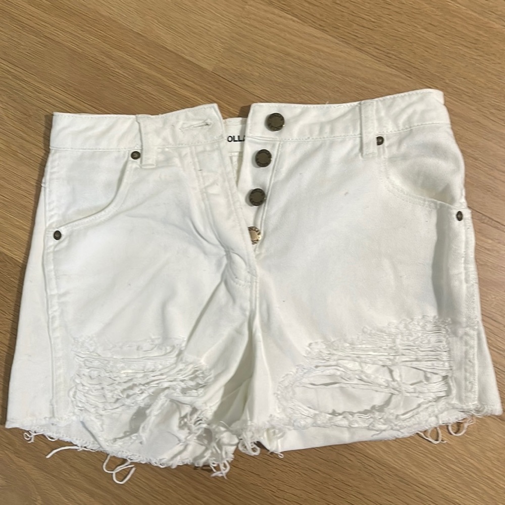 White denim shorts